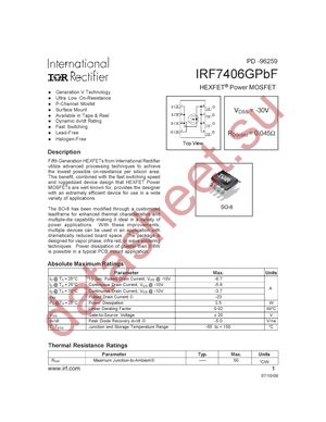 IRF7406GTRPBF datasheet  